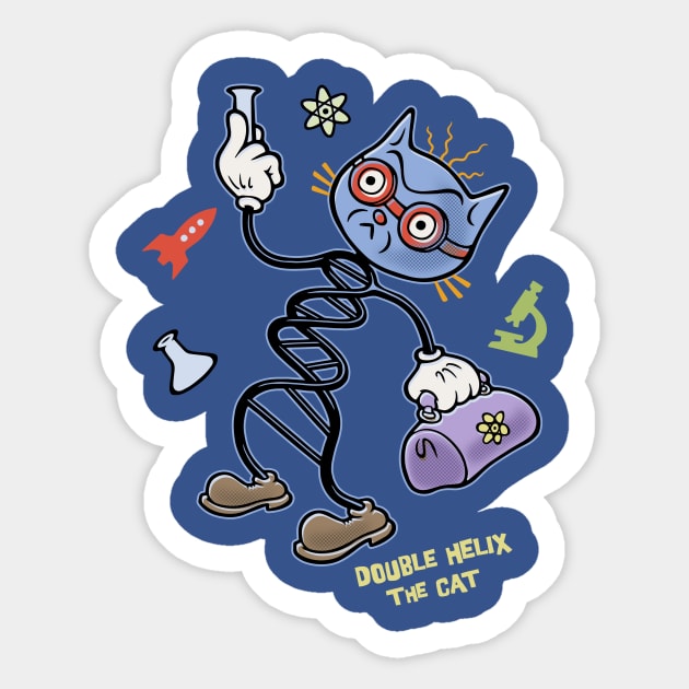 Double Helix the Cat Sticker by kbilltv